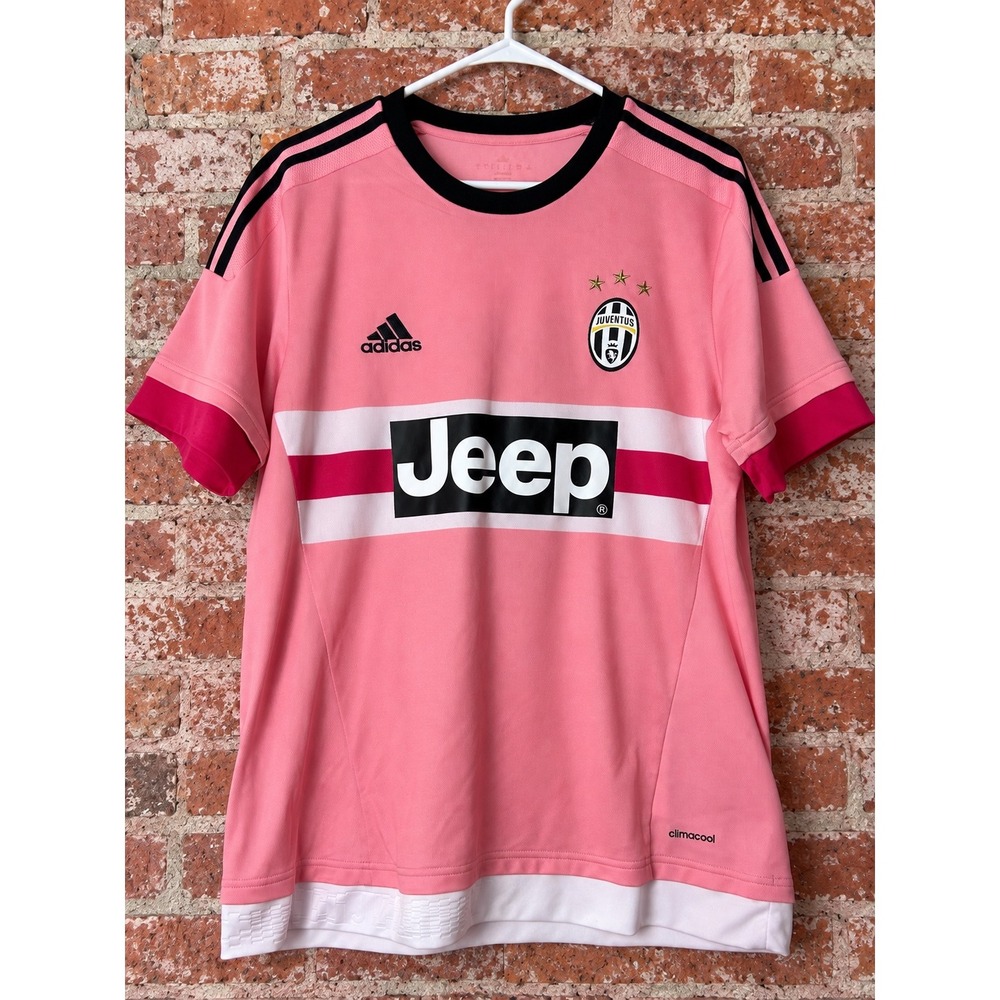 Adidas Juventus 2015-16 Away Jersey Pink Pogba 10 Men L Soccer Jeep